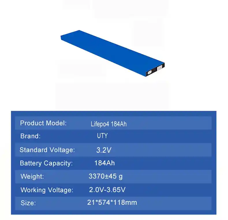 3.2V LiFePO4 Battery Cell 184Ah Prismatic Cell – Detailed Images (2)