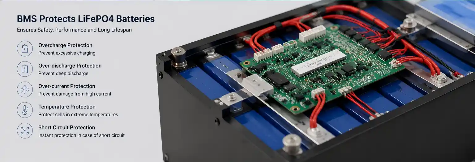 LiFePO4 battery BMS safety protection system improving battery lifespan and reliability