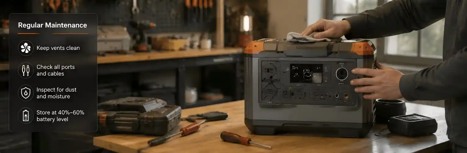 Portable power station troubleshooting and regular maintenance inspection for product reliability