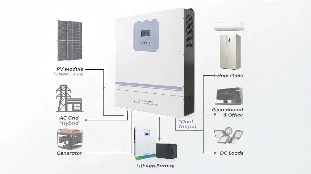 8.6kW 11kW 48V Dual Output Hybrid Solar Inverter Product Details (1)