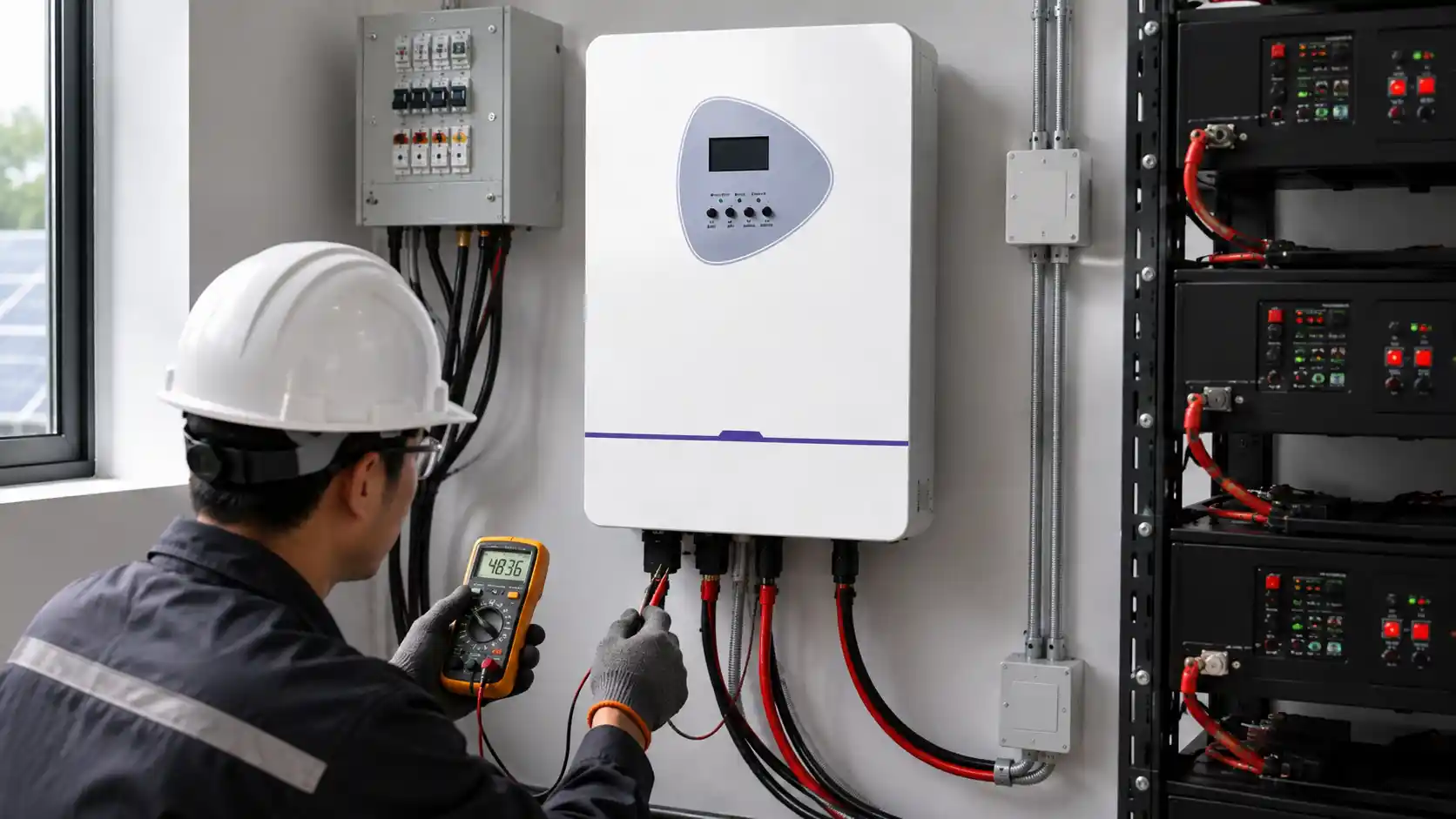 Battery voltage and inverter power matching in a solar storage system