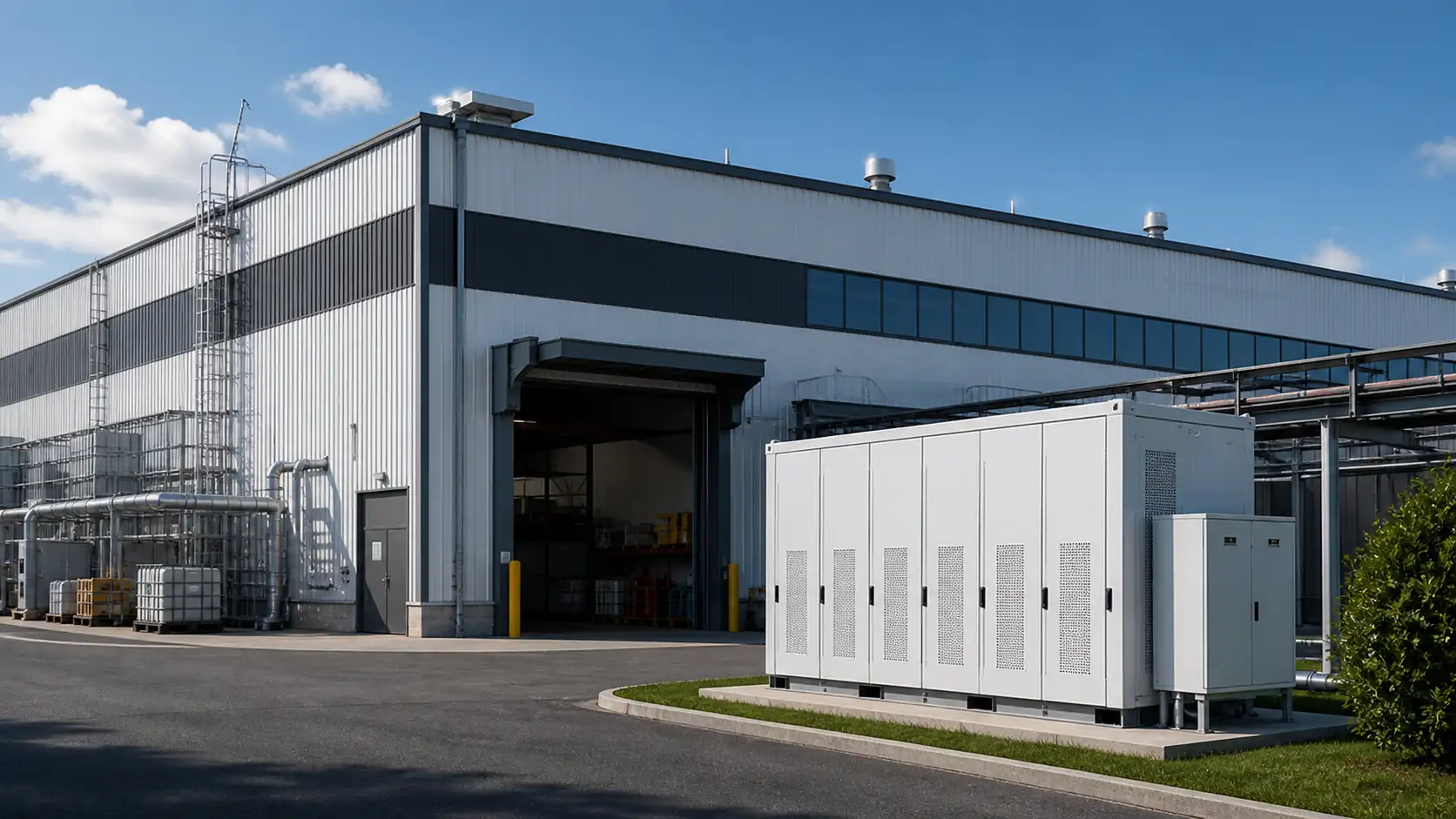 Commercial battery energy storage system supporting factory peak shaving and industrial backup power