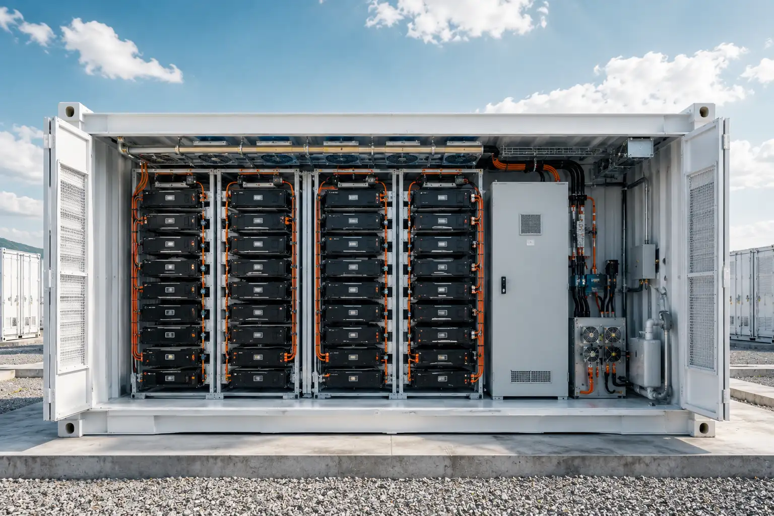 Containerized LiFePO4 battery modules and BMS equipment for utility energy storage