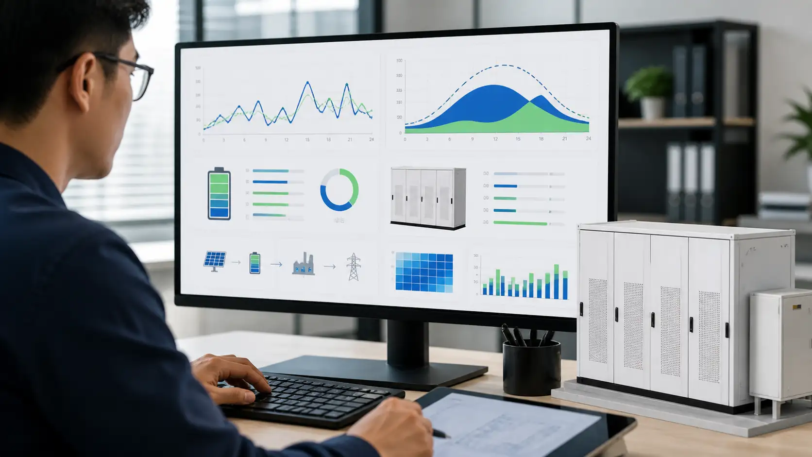 Commercial energy storage system sizing for battery capacity PCS power and voltage platform
