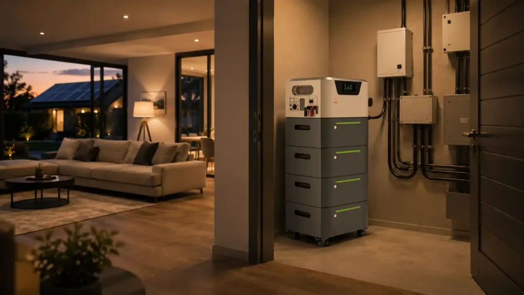 20kWh Stacked LiFePO4 Energy Storage System 51.2V 400Ah 5.5kW Hybrid Inverter (1)