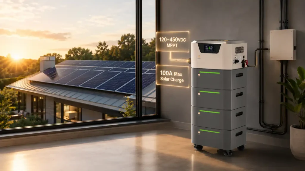 20kWh Stacked LiFePO4 Energy Storage System 51.2V 400Ah 5.5kW Hybrid Inverter (4)