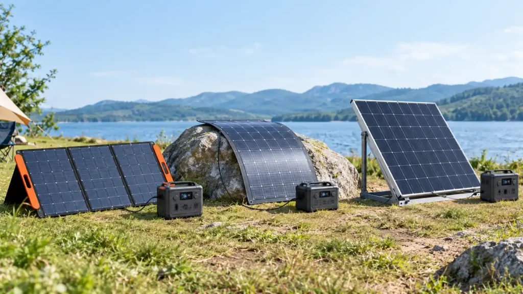 Comparison of foldable, semi-flexible and rigid solar panels for portable power stations