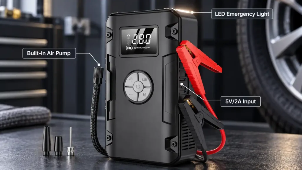 G963 6000mAh 600A Car Jump Starter with Air Pump Product Details (1)