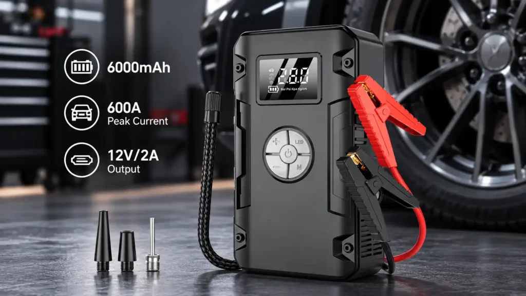 G963 6000mAh 600A Car Jump Starter with Air Pump Product Details (2)