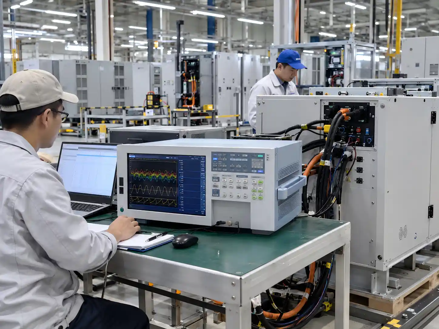 Precision power analysis station validating energy storage performance