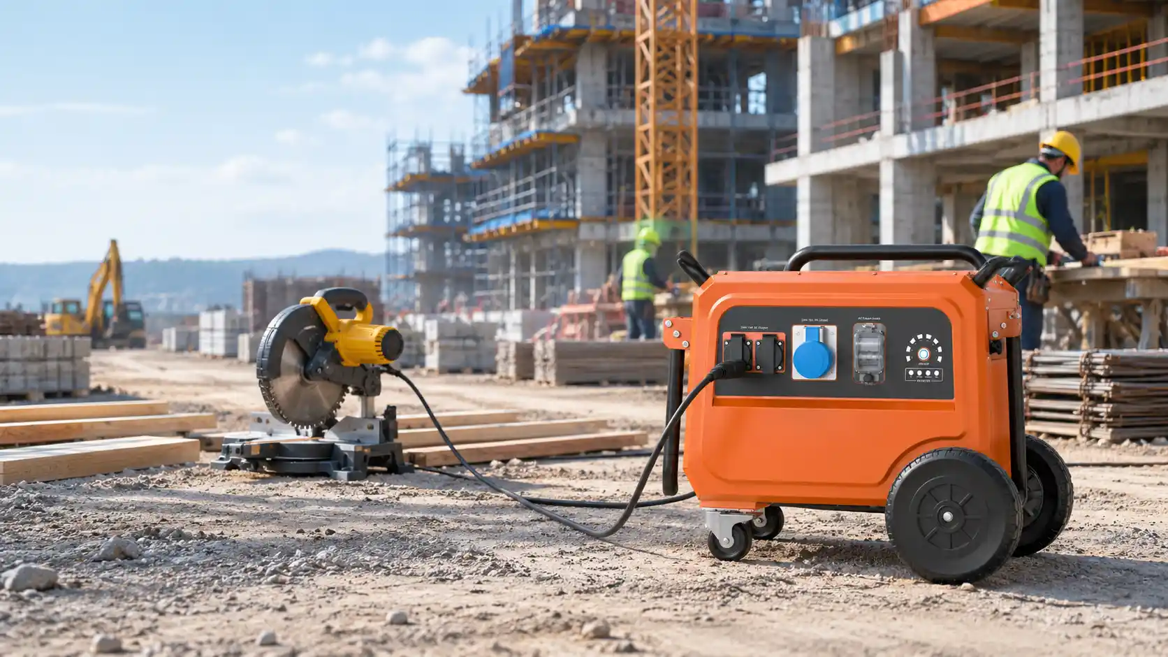 Industrial power station for construction sites