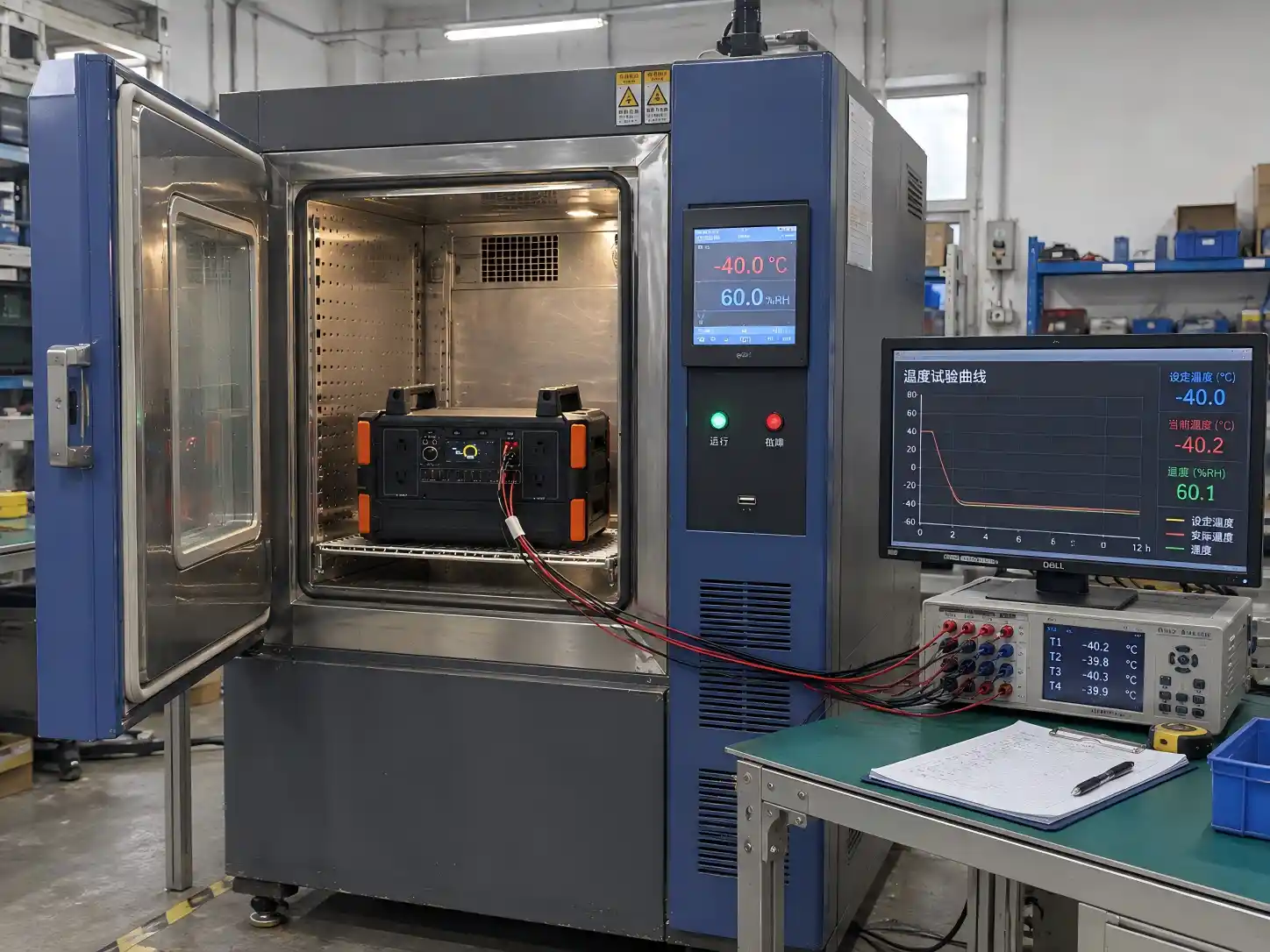Portable power station in high and low temperature environmental testing