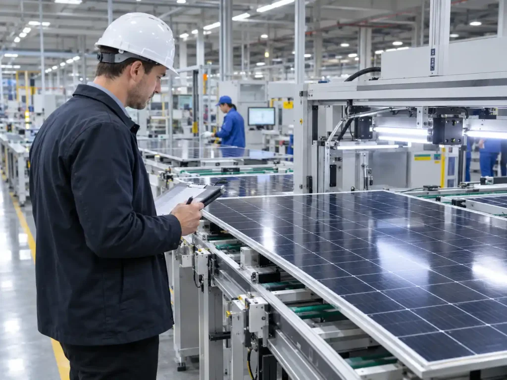 Solar panel supplier quality and manufacturing inspection for B2B procurement