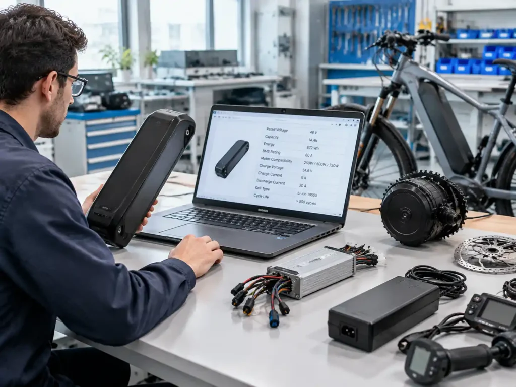 E-bike battery voltage BMS and specification matching process