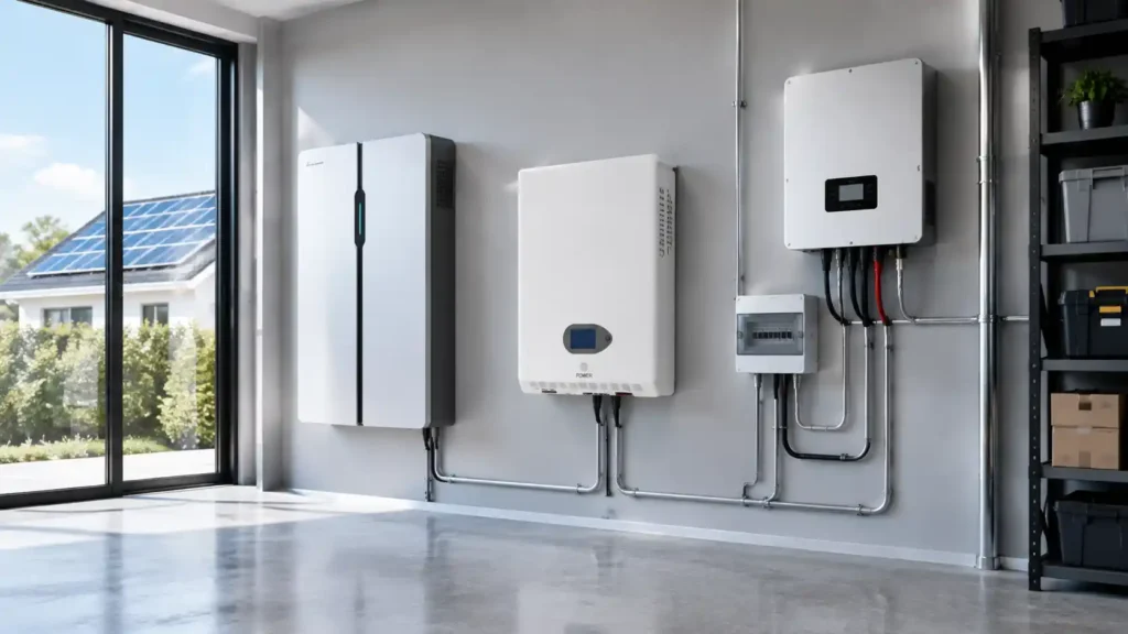 Home battery storage systems comparison showing Powerwall alternatives and LiFePO4 energy storage solutions